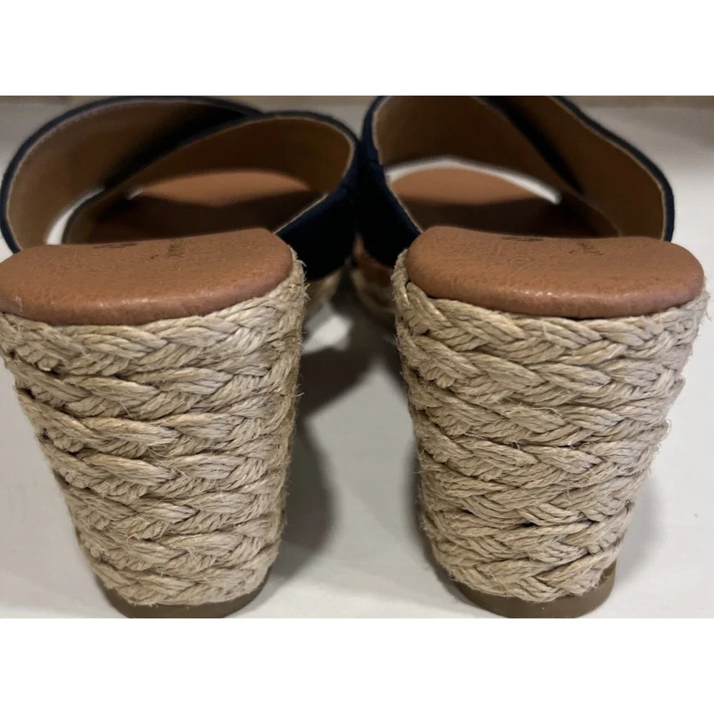 Tommy Bahama Stacey Slip On Open Toe Blue Espadrille Wedge Sandals Women's 7.5‎